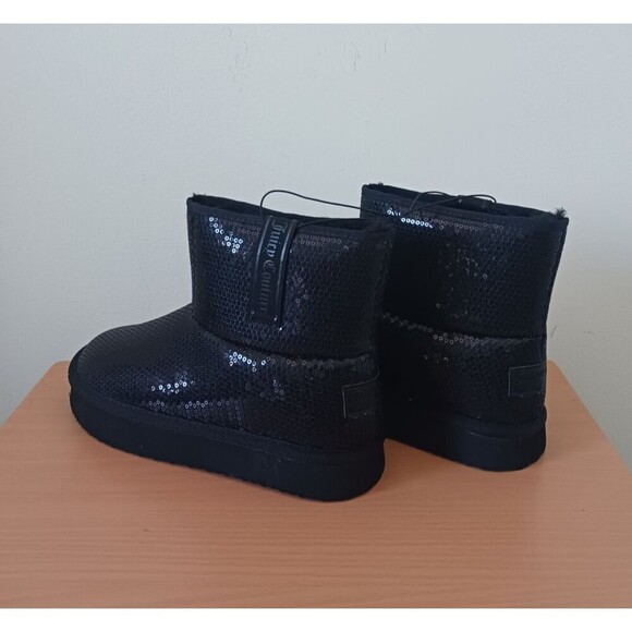 Juicy Couture Womens Sequin Sparkly Booties Boots Solid Black Size 8.5 New - Picture 1 of 10